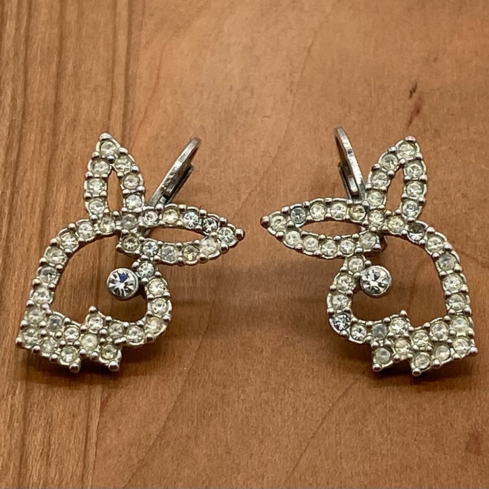 Vintage Crystal CZ Playboy Bunny Earrings
